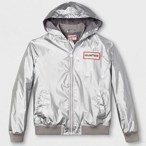 Hunter x Target Metallic Silver Full Zip Raincoat Unisex Medium